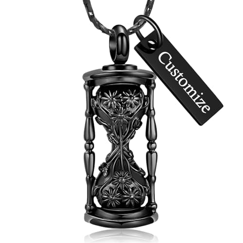Imrsanl Cremation Jewelry for Ashes Flower Hourglass Urn Necklace for Women Ashes Holder Memorial Pendant Loved Ones Funeral Keepsake - color: Customize