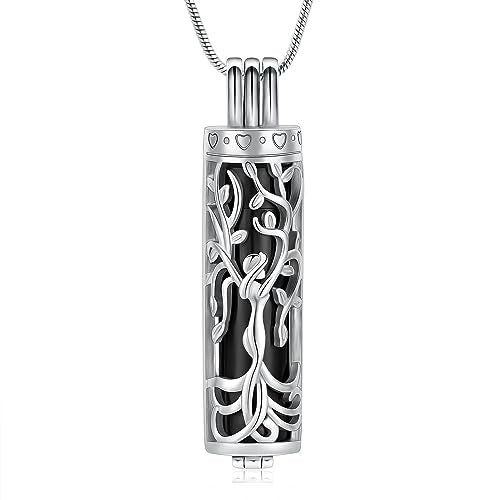 Yinplsmemory Tree of Life Cremation Jewelry Urn Necklace for Women - color: Black