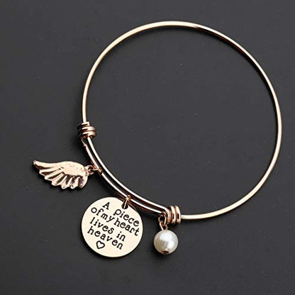 Memorial Jewelry Sympathy Gift A Piece of My Heart Lives In Heaven Lariat Y Necklace Loss Jewelry Gift - color: a piece bracelet rg