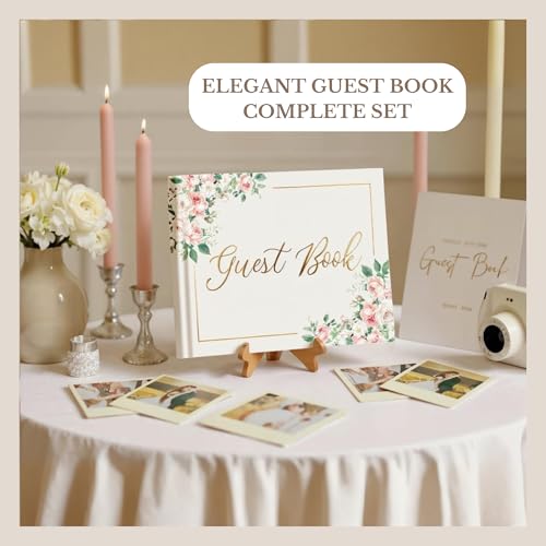 Wedding Guest Book for Guests to Sign, Elegant Wedding Guestbook Ideas, Sign in Book for Bridal and Baby Shower, Polaroid Guest Book, 100 Thick Lined and Blank Pages for Party, Wedding Books - color: Pink