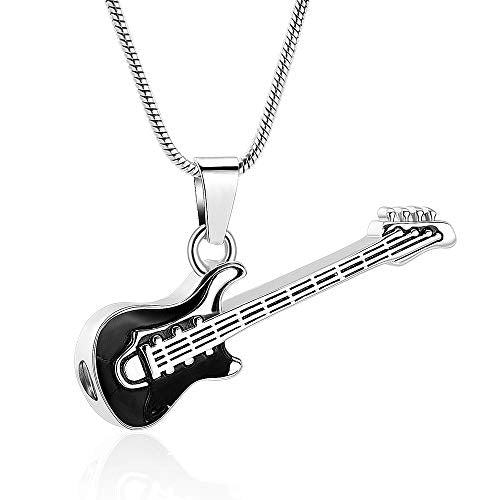 memorial jewelry Musical Instrument Cremation Necklace for Women&Men Guitar Urn Necklace for Ashes - color: ZWT11728-GU-FBA