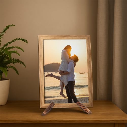 XKDOUS 2 Pack Plate Stand for Display Wood Picture Frame Cookbook Holders - color: Rustic, size: 6.5'' 2 Pack