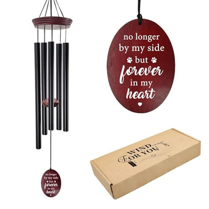 Pet Memorial Wind Chime, Dog Memorial Wind Chimes for Loss of Dog, Tuned Aluminum Tubes in G Scale, Wooden Top, Sympathy Pet Loss Gifts for Garden Patio – Forever in My Heart - size: 3