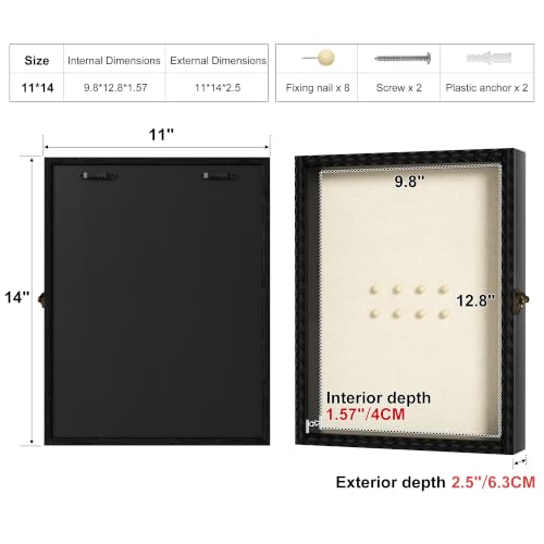 Love-KANKEI Deep Shadow Box Frame 11x14,Solid Wood Beaded Edge Frame,Black - color: Black, size: 11x14