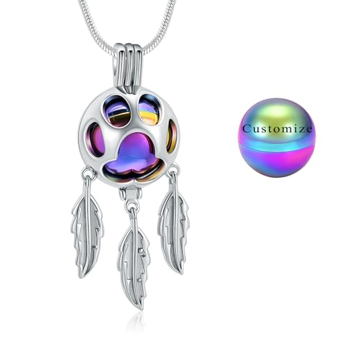 Hearbeingt Pet Cremation Jewelry for Ashes Dream Catcher Urn Necklace | for Women Men,Dreamcatcher Urn Pendant for Dog Cat,Stainless Steel,Keepsake Memorial Jewelry,Ash Holder,Memory Gift,Fill Kit - color: Pet-Customize
