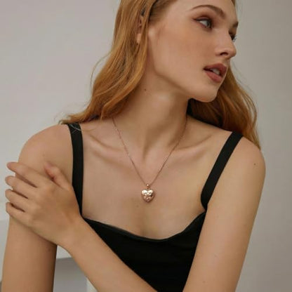 Paw Print Heart Urn Necklace for Pet Ashes Cremation Jewelry Memorial Keepsake Pendant for Dog/Cat Stainless Steel Ash Holder Necklace - color: Rose Gold