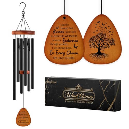 SteadStyle Memorial Gifts, Sympathy Wind Chimes for Loss of Loved One | Bereavement Memorial Condolence Remembrance Gifts for Loss of Mom Dad Husband Wife, Home Decor Tree of Life Wind Chime 25.5in