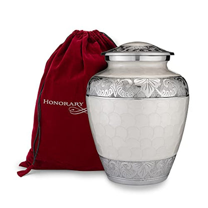 Serenity Memorial Urn - White Human Ashes Urn - 200LB Capacity with Bag - color: Serenity, size: 1 Large Urn