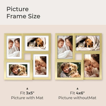 TWING 4x6 Collage Picture Frames Gold Family Multi Photo Frames Wall Decor - color: Gold