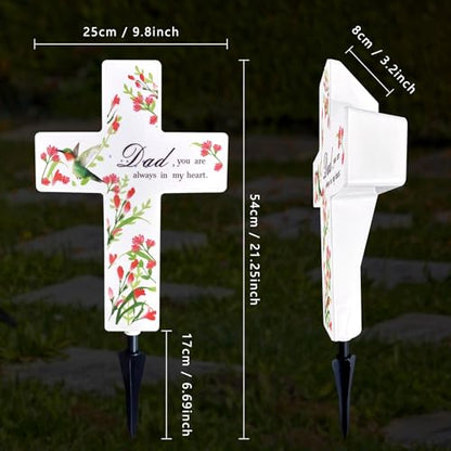 Solar Cross Light for Grave, Dad Cemetery Memorial Stake Sympathy Gift - color: Dad