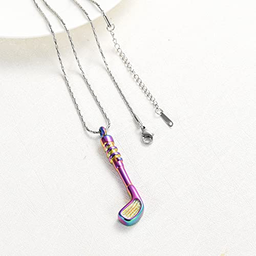 constantlife Cremation Golf Clubs Jewelry for Ashes Urn Necklace Keepsake 316L Stainless Steel Memorial Pendant - color: Colorful