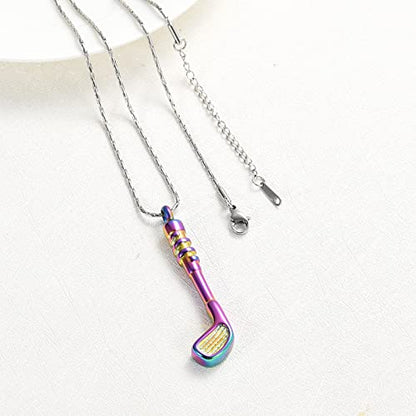 constantlife Cremation Golf Clubs Jewelry for Ashes Urn Necklace Keepsake 316L Stainless Steel Memorial Pendant - color: Colorful
