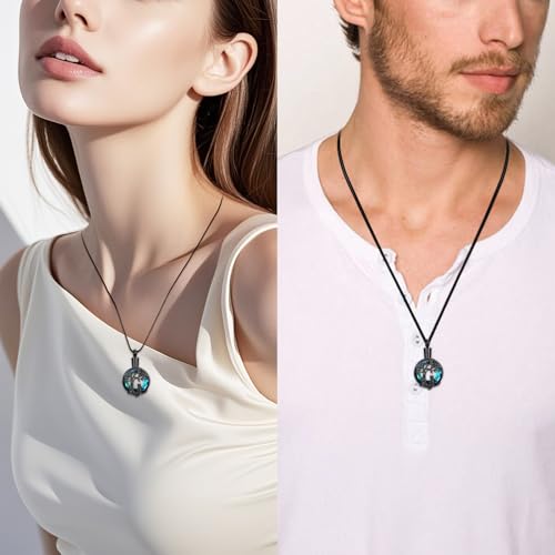 Hearbeingt Tree of Life Cremation Jewelry Paw Print Urn Necklace for Ashes - color: A-Black 2