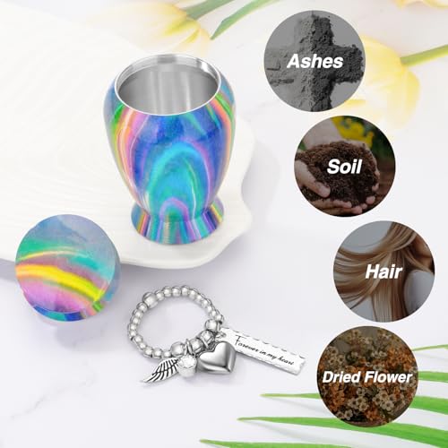 Small Urn for Human Ashes Aluminium Keepsake Memorial | Mini Urn for Ashes, Meaningful Memorial Keepsake Gift, Durable Aluminum Cremation Urn with Elegant Design - style: Rainbow