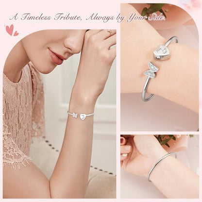 Abooxiu Cremation Jewelry Urn Bracelet for Ashes - Heart Ashes Keepsake Memorial Bangle for Women & Men - Always in my Heart - style: Butterfly-Heart
