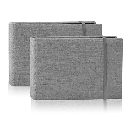 2 Pack Photo Album 4x6, 100 Pocket per Album, Horizontal (Grey) | Mini, Portable & Flexible, Easy to Classify, Linen Cover, High-clarity Pockets, Elastic Band, Family, Wedding, Gift - color: Grey