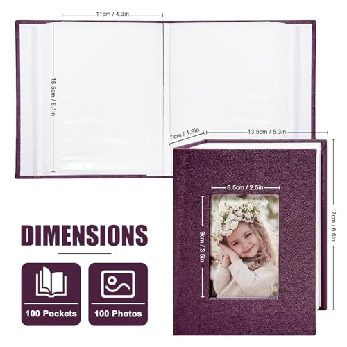 Photo Album 4x6 100 Pockets, Linen Cover Top Loader Vertical, Slip-in Picture Purple Pockets Albums for Wedding, Family, Anniversary, Baby, Vacation - color: Purple, size: 100 Pockets