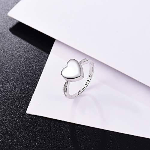 BEILIN 925 Sterling Silver Heart Urn Ring for Women Ash Cremation Jewelry