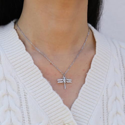 Baydurcan Pendant Necklace for Women Friends Sister Birthday Christmas Gift | Silver Evil Eye Ankh Mary Friendship Dragonfly Hummingbird Snake Turtle Pendant Necklace for Her Just Because Gifts - style: Dragonfly