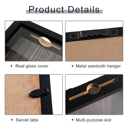 Top Loading Shadow Box , Top Loading Wood & Real Glass Display Case Frame with Slot on Top Ready to Hang Memory Box , Pins, Awards, Medals, Wedding and Photos, Black, 8x8 - color: Black, size: 8*8
