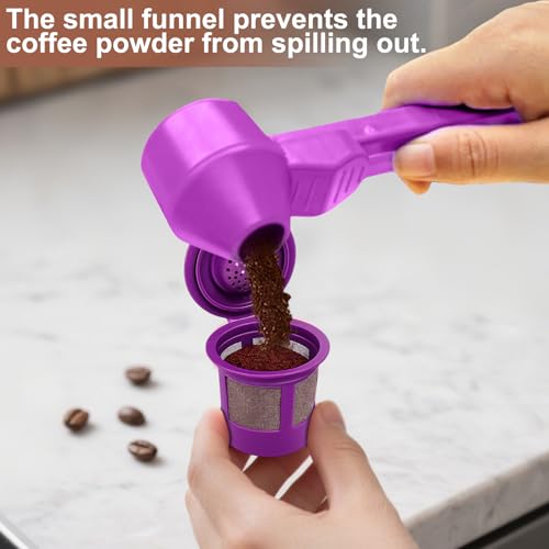 Palksky Coffee Scoop & Funnel for Reusable K Cup Refillable Coffee Pods,2 Tablespoon Coffee Measuring coffee Scooper,1PCS(Purple) - color: Purple