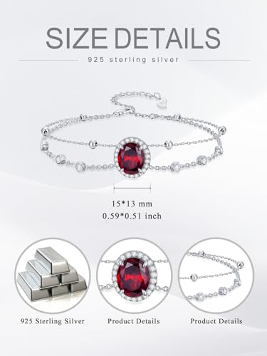 Cremation Urn Bracelets 925 Sterling Silver Double Layered Cremation Ash Bracelet for Ashes with 12 Months Birthstone Urn Jewelry for Women Loved One Animals,Chain Length 7"+2" Extend - color: 01-January