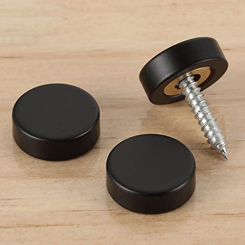 20 PCS Screw Covers Caps (Solid Brass Construction) Mirror Screws Fasteners, Sign Advertising Hardware, 3/5" Diameter, Black - color: Black (20 PCS)