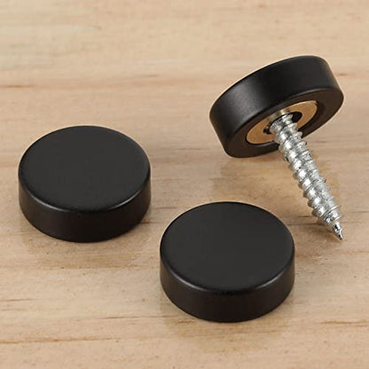 20 PCS Screw Covers Caps (Solid Brass Construction) Mirror Screws Fasteners, Sign Advertising Hardware, 3/5" Diameter, Black - color: Black (20 PCS)