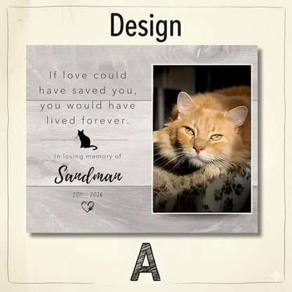 Personalized Cat Memorial Gift – Pet Photo Frame, Custom Cat Loss Keepsake, Cat Remembrance Plaque, Pet Sympathy Gift for Cat Lovers (A) - style: A