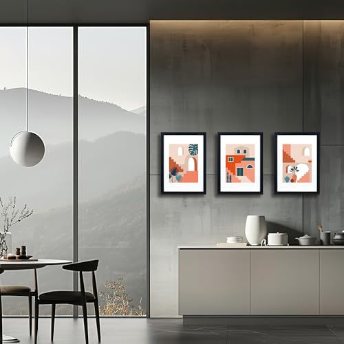 A4 Picture Frame Black 3 Pcs set can Display 6x8 Picture with Mat or A4 Without Mat on the Wall - color: Black, size: A4-3Pack