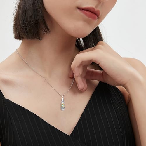 Sterling Silver Flower Tree Life Cremation Urn Necklace for Women - color: Tear *Sunfl. Sty1 (G/P Mo/St)