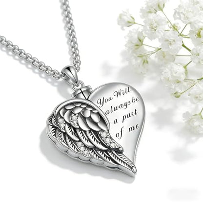Urn Necklace for Ashes Blue opal Cremation Necklace Keepsake Memory Jewelry for Ashes of Loved Ones Keepsake - style: Guardian Angel Wings