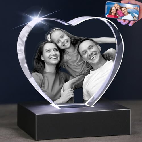 3D Crystal Photo Heart, Customized Personalized Gifts for Mom Dad, Husband, Women, Men, Wife, with Your Own Photo,Custom Mother’s Day Birthday, Anniversary,Memorial Photo Gifts - color: Heart, size: Large