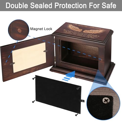 DGDCDV Cremation Urns for Human Ashes Male Female with Photo Frame | Large Wooden Memorial Urns for Adult Woman Men Human Ashes, Decorative Burial Funeral Urns Box and Caskets for Ashes