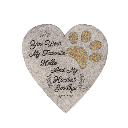 Pet Memorial Stone for Dogs Cats, 10 Inch Heart Shaped Dog Memorial Gifts for Loss of Dog, Pet Loss Sympathy Gift