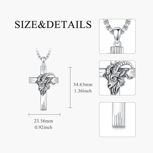PROESS Cross Necklace for Women Men Sterling Silver Rose/Sunflower Cross Pendant Religious Jewelry Christmas Birthday Mothers' Day Gifts - color: 01-02-Aries