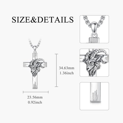 PROESS Cross Necklace for Women Men Sterling Silver Rose/Sunflower Cross Pendant Religious Jewelry Christmas Birthday Mothers' Day Gifts - color: 01-02-Aries