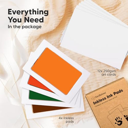 4pk Inkless Baby Hand and Footprint Kit, Mess Free Ink Pads (Autumn, R) - color: Autumn, size: 4-Pack, Regular 2.3" x 3.7"