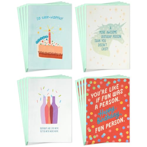 Hallmark Birthday Cards with Envelopes, Assorted 16-Pack (So Cake-Worthy!)