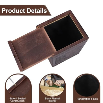 Wooden Cremation Urn with Satin Bag for Burial | Tree of Life Decorative Funeral Memorial Urns Box for Human Ashes Men Women Child or Pet Cat Dog, (222 Cubic Inch)