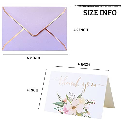 Winoo Design Heavy Duty Thank You Cards with Envelopes - 36 PK - Gold Thank You Notes 4x6 Inches Baby Shower Cards Wedding Small Business Graduation Funeral Bridal Shower (Violet) - style: Violet