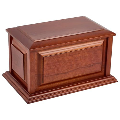 Handcrafted Solid Cherry Wood Funeral Cremation Urn Box for Human Ashes | Lacquered Finish,Funeral,Large capacity up to 220 Cubic Inches
