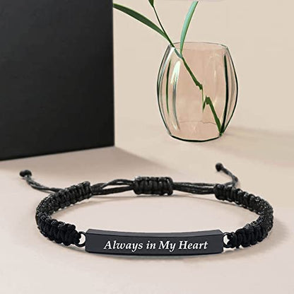 RIPFEVURN 3 Pack Cremation Jewelry Urn Bracelet for Ashes for Women Men Adjustable Memorial Keepsake Bangle Rope Braided Bracelet - color: Black