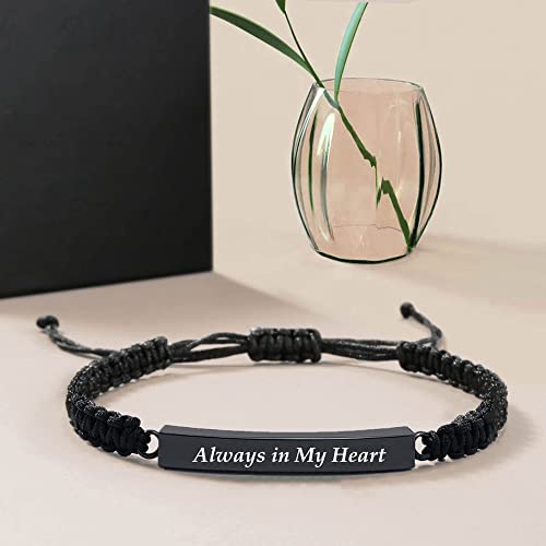 RIPFEVURN 4 Pack Cremation Jewelry Urn Bracelet for Ashes for Women Men Adjustable Memorial Keepsake Bangle Rope Braided Bracelet - color: Black-3pcs