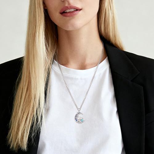 Sterling Silver Tree of Life Necklace for Women Oval Family Tree Necklace Abalone Shell Moonstone Pendant Mother Day Necklace for Mom Tree of Life Jewelry - style: Tree of Life-Mushroom-Turquoise