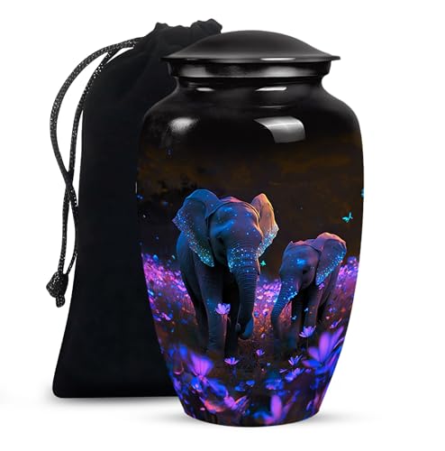 Elephant urns for Human Ashes Adult Male -Funeral urn for Ashes Adults | Cremation Elephant urn for mom and dad - Memorial urns for human ashes Adult 10inch - color: Color Full Elephnat Family