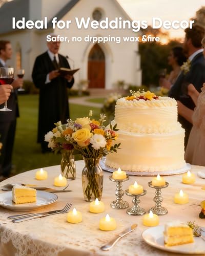 Amagic 12/24/50/100/150Pack Fake Tea Lights Candles Battery Operated, 12Pcs - color: Ivory, size: 12 Pack