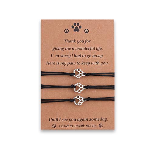 Dog Paw Bracelet Bereavement Gifts for Men Women Pet Memorial Bracelets for Loss of Cat Remembrance Gift Friendship Bracelets for 2 Friends Women Dog Sympathy Gift Cat Pet Lover Bracelet