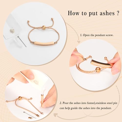 Minicremation Shiny Crystal Cremation Bracelet for Ashes for Women Cube Urn Bangle Locket Ash Holder Memorial Jewelry Bracelet Keepsake Gift - color: Rose Gold