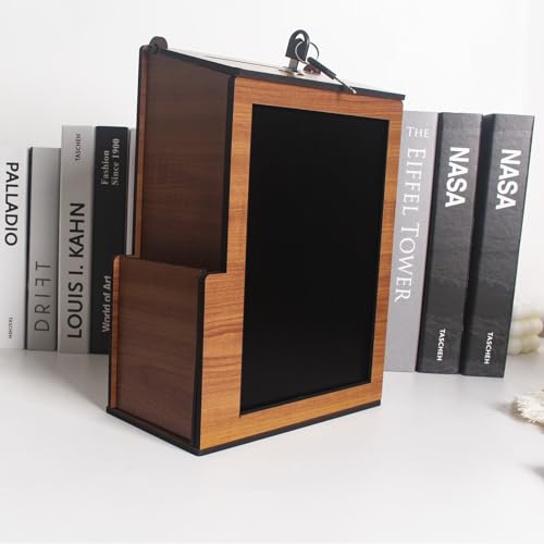 SHUMEI Wooden Suggestion Box with Lock, Donation and Tip Box for Events